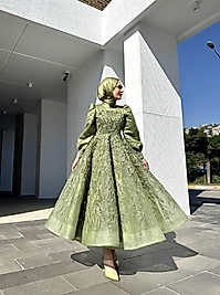 Yeşil taşlı abiye