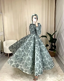 Mint yeşili çiçek elbise