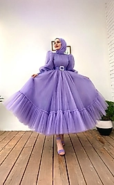 Mor Kemer Detaylı Kadın Abiye