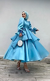 Pamuk Model Mavi Kadın Abiye