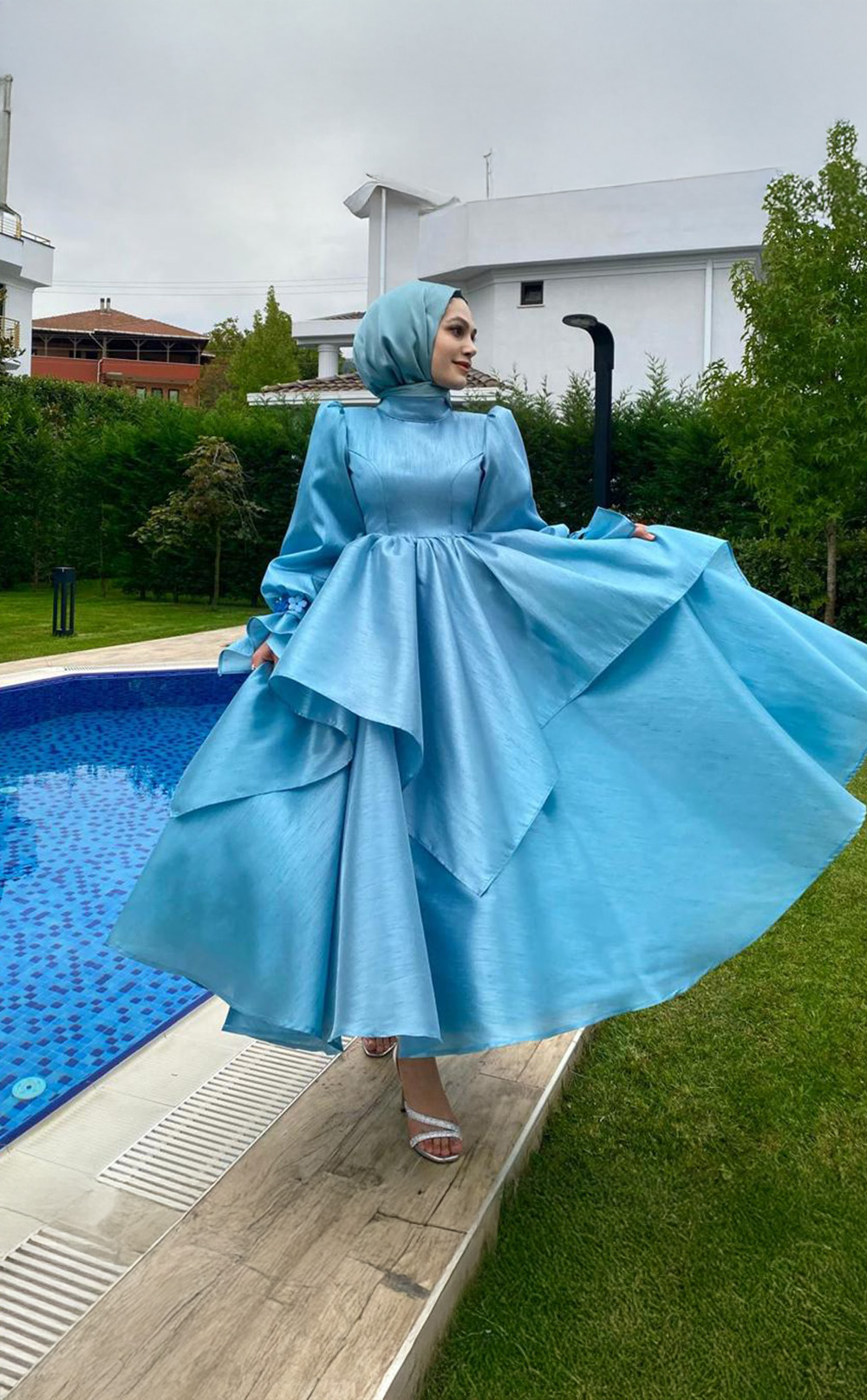 Pamuk Model Mavi Kadın Abiye