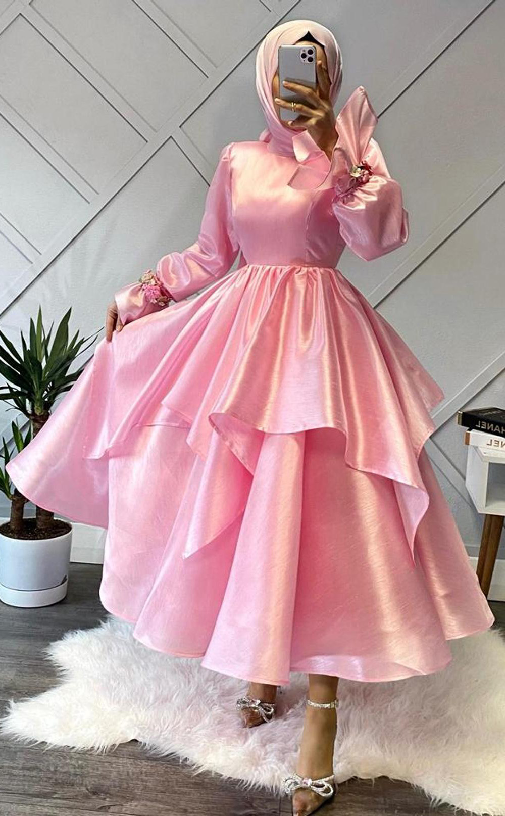 Pamuk Model Pembe Kadın Abiye