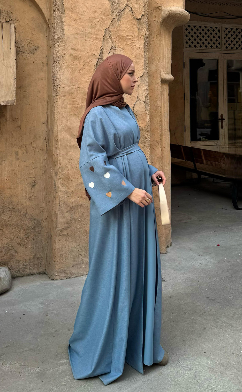 Mavi Kalpli Ferace Takım - İç Elbise Dahildir